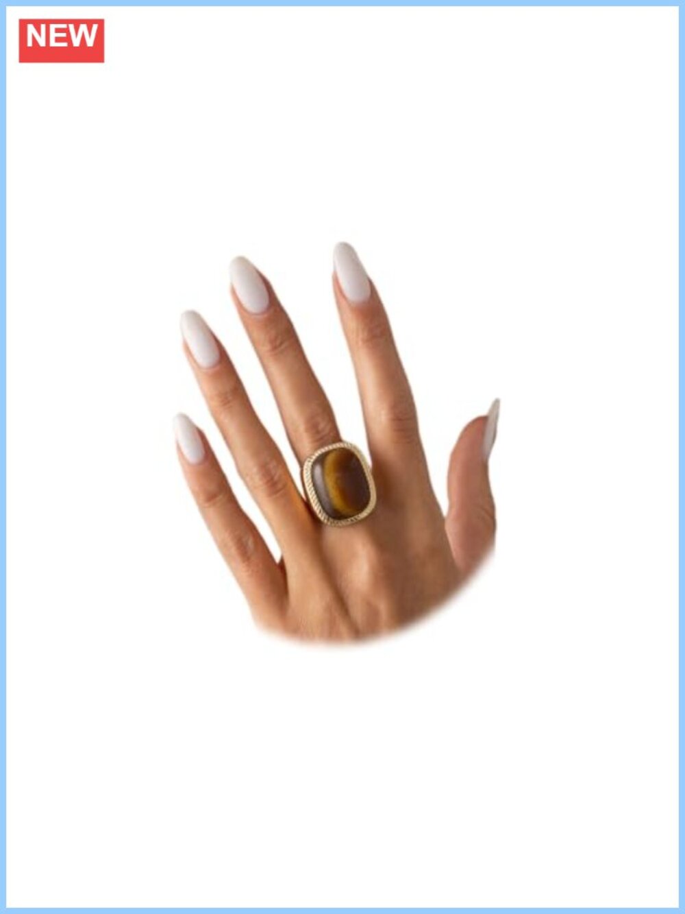 Square Stone Ring Gold Plated Resin Statement Women's Jewelry